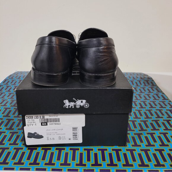 COACH Jess Black Leather Silver Chain Loafers Size 8.5 - Picture 8 of 12